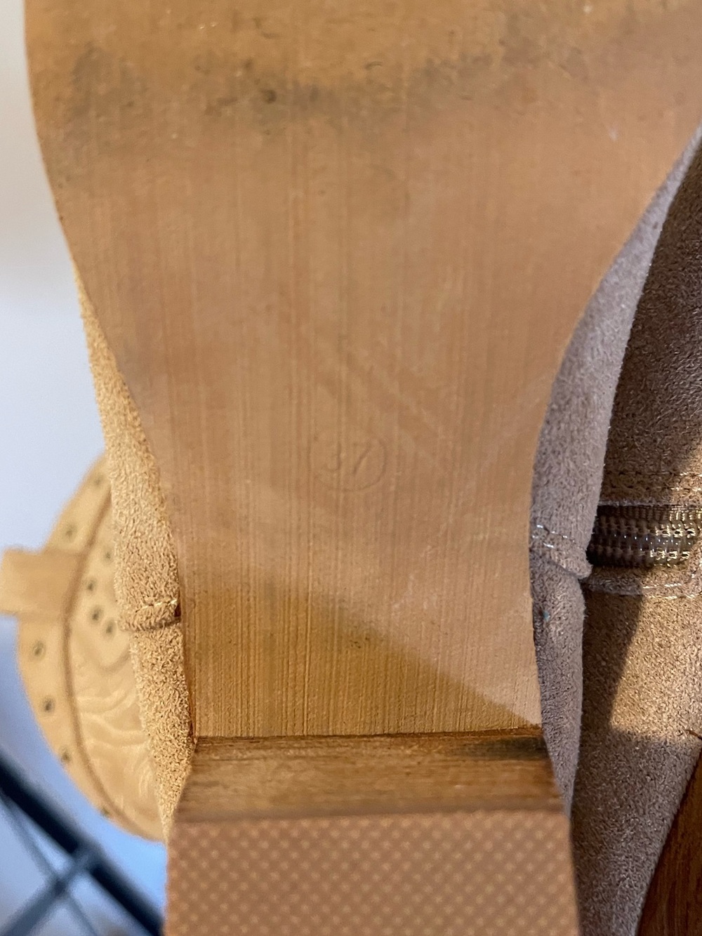 Women's Tan Suede Western Mid-Calf Boots - Picture 4 of 7